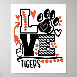 Footll Tigers Paw Mum School Spirit Poster