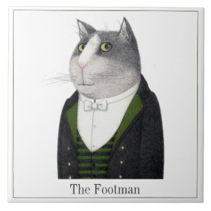 FOOTMAN CAT 6" Square Ceramic Tile + Text