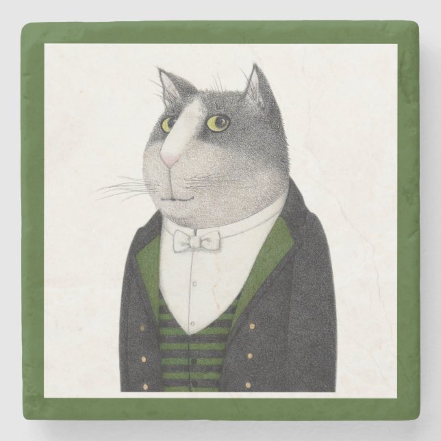 FOOTMAN CAT Marble Stone Coaster (Front)
