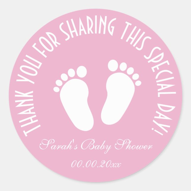 Footprint babyshower party favour thank you sticke classic round sticker (Front)