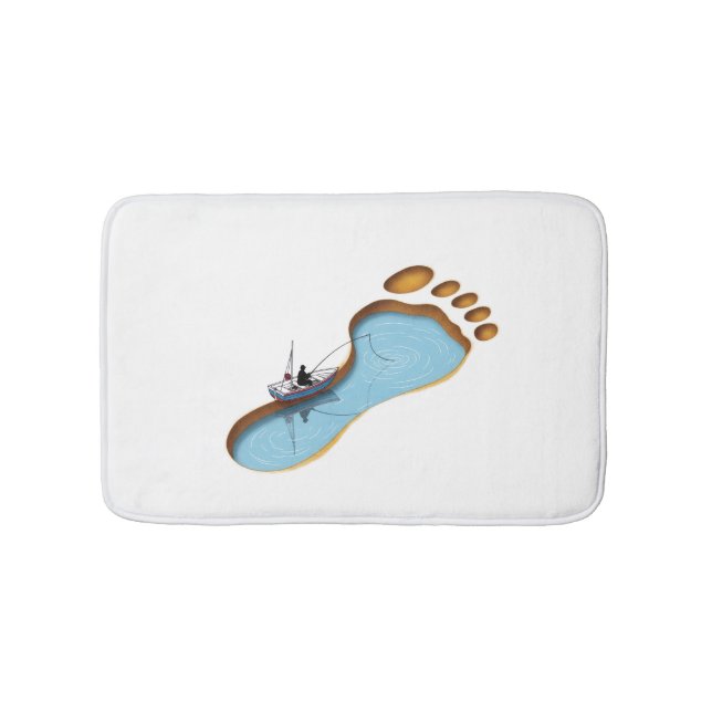 Footprint Lake – Surreal Fishing Art Bath Mat (Front)