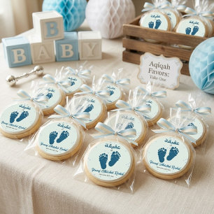 Footprint Newborn Baby Boy Muslim Aqiqah Aqeeqa Classic Round Sticker