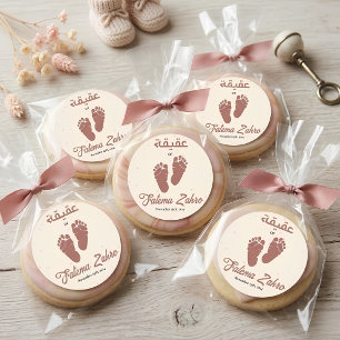 Footprint Newborn Baby Girl Muslim Aqiqah Aqeeqa Classic Round Sticker