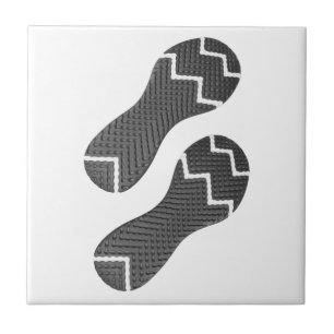 Footprint of running shoes ceramic tile