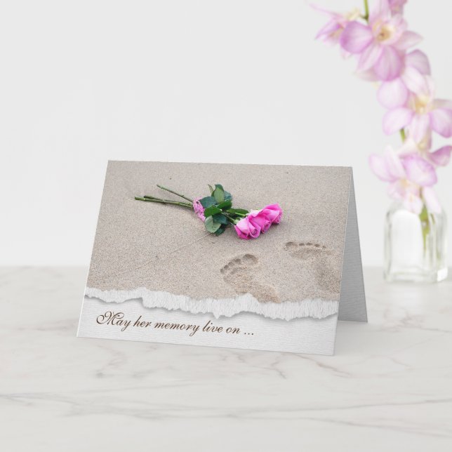 Footprints and Roses on Sand Card (Orchid)