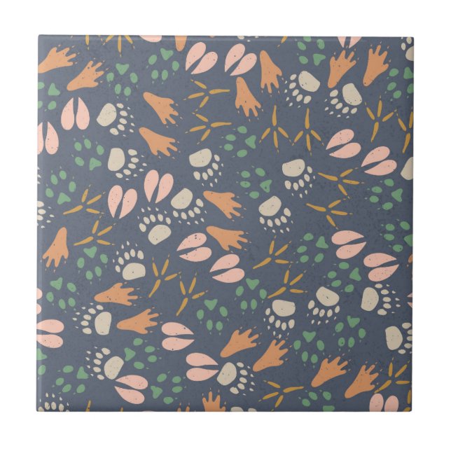 Footprints Animal Lover Natural Spring Vibes Ceramic Tile (Front)