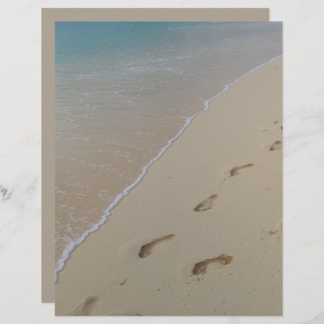 Footprints Beach Scrapbooking Paper (Front/Back)
