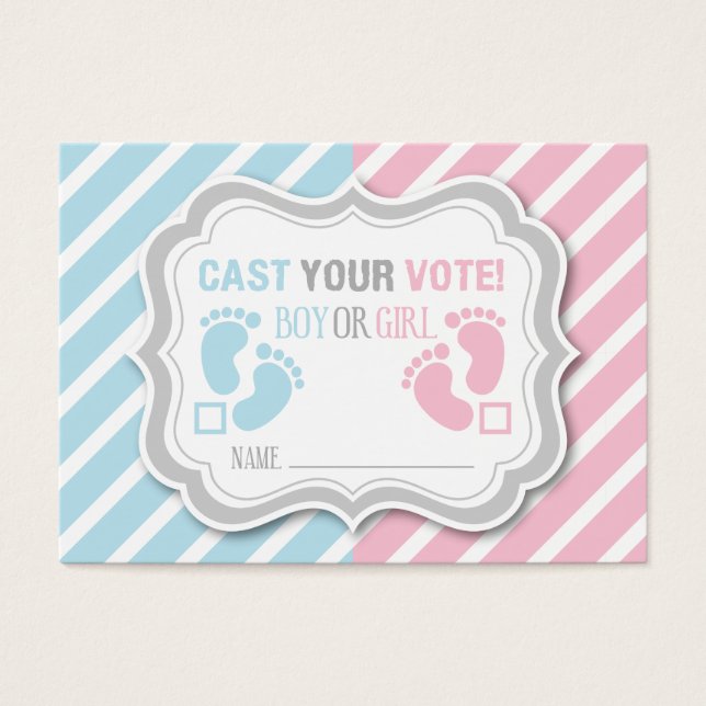 Footprints Gender Reveal Voting Card (Front)