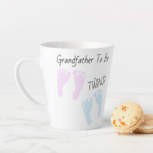 Footprints Grandfather To Be Twins Announcement Latte Mug