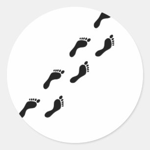 footprints icon classic round sticker