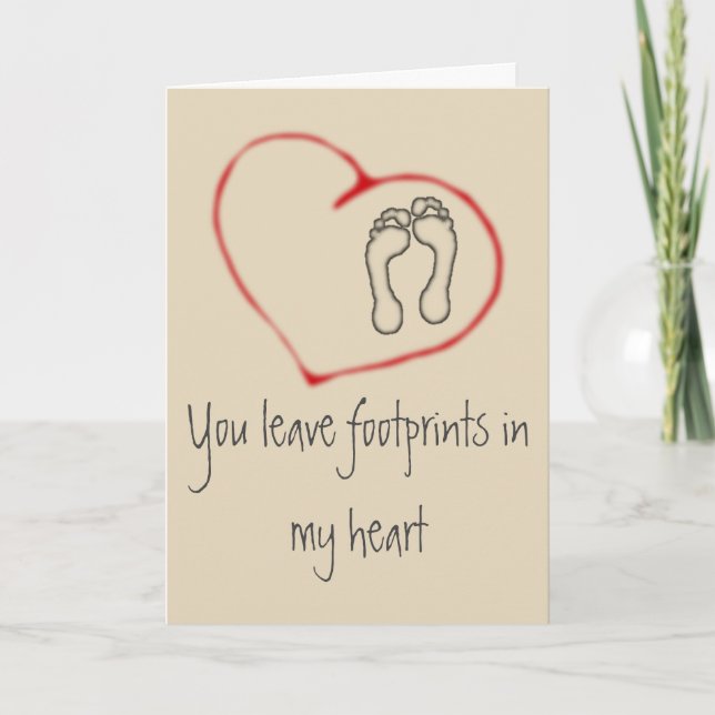 Footprints in my heart Valentines card (Front)