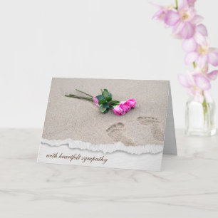 Footprints in Sand and Sympathy Roses  Card