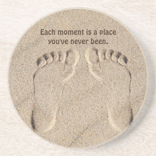 Footprints In Sand With Quote Coaster (Front)