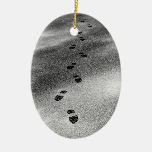 Footprints in Snow Ceramic Ornament