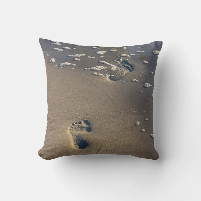 Footprints in the sand... A beach pillow! Cushion (Front)