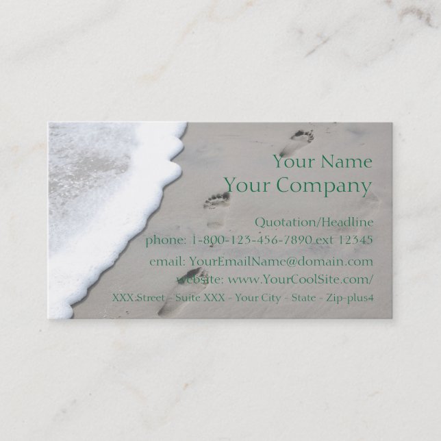 Footprints in the Sand - business card template (Front)