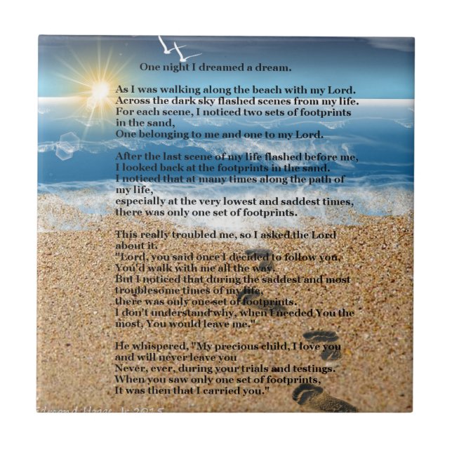 Footprints in the Sand Ceramic Tile (Front)