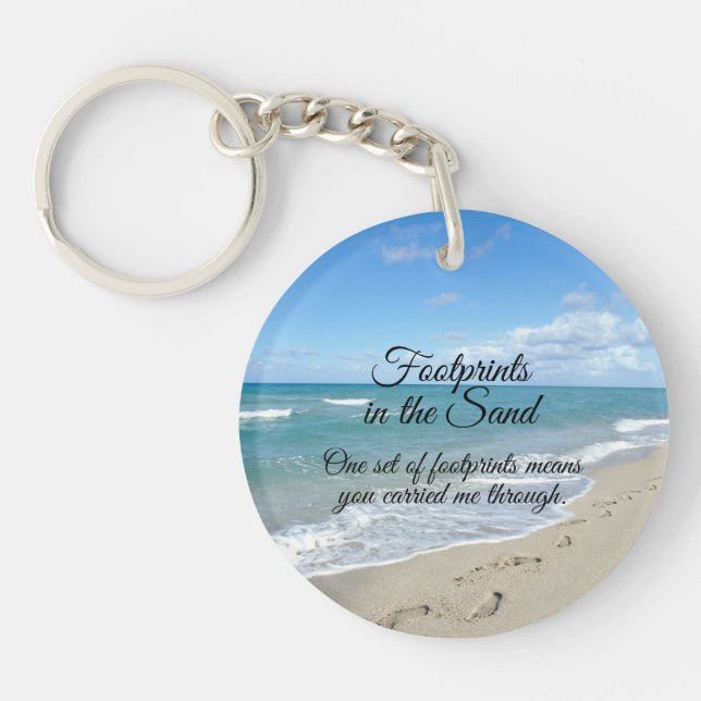 Footprints in the Sand Inspirational Christian Key Ring (Front)