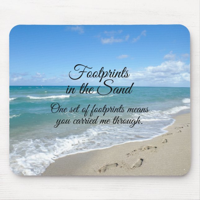 Footprints in the Sand Inspirational Christian Mouse Pad (Front)