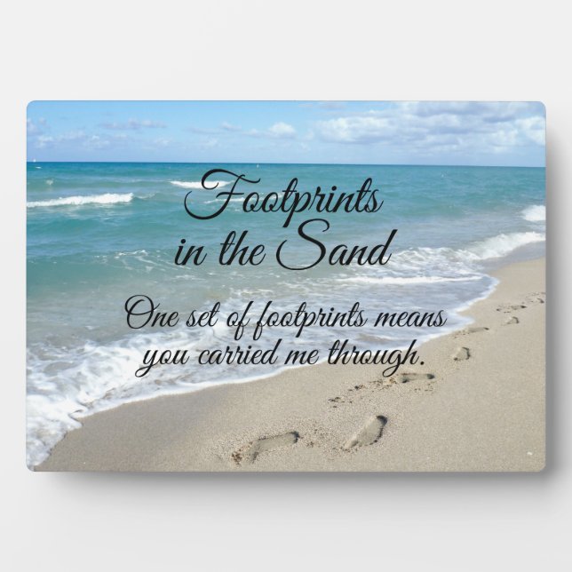 Footprints in the Sand Inspirational Christian Plaque (Front)