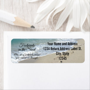Footprints in the Sand Inspirational Christian Return Address Label