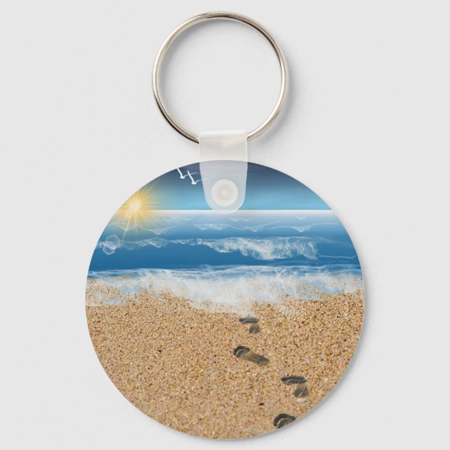 Footprints in the Sand Key Ring (Front)