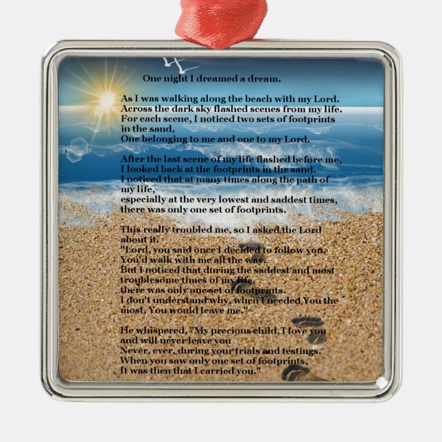 Footprints in the Sand Metal Ornament (Front)