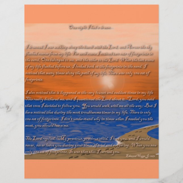 Footprints in the Sand Poem (Front)