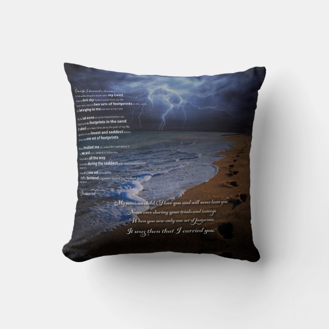 Footprints in the Sand Poem Cushion (Front)