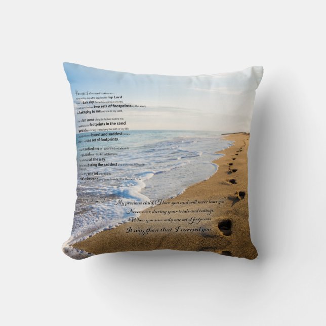 Footprints in the Sand Poem Cushion (Front)