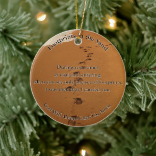 Footprints in the Sand Poem Gift Ceramic Ornament