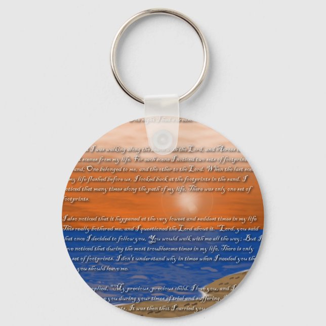Footprints in the Sand Poem Key Ring (Front)