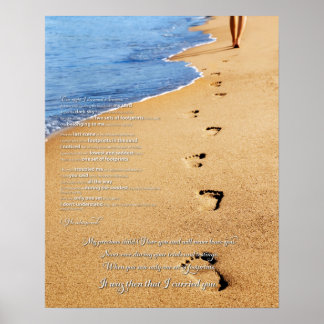 Footprints in the Sand Poem Poster