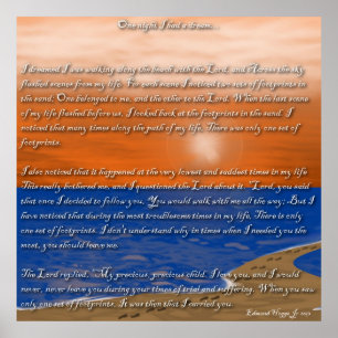 Footprints in the Sand Poem Poster