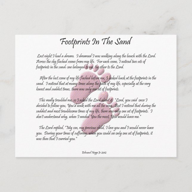 Footprints In The Sand Postcard (Front)