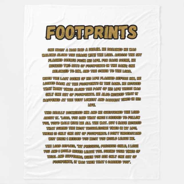 Footprints In The Sand Prayer Fleece Blanket (Front)