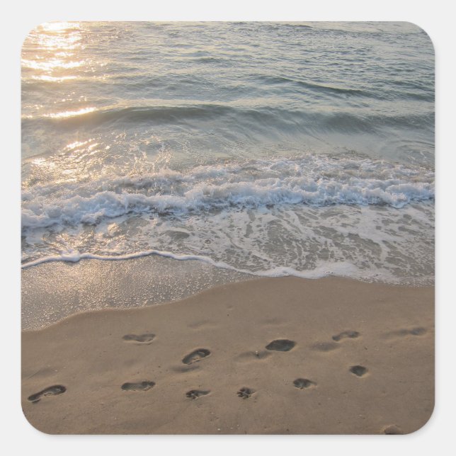 Footprints in the Sand Square Sticker (Front)