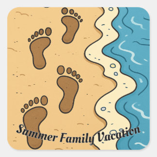 Footprints in the sand square sticker