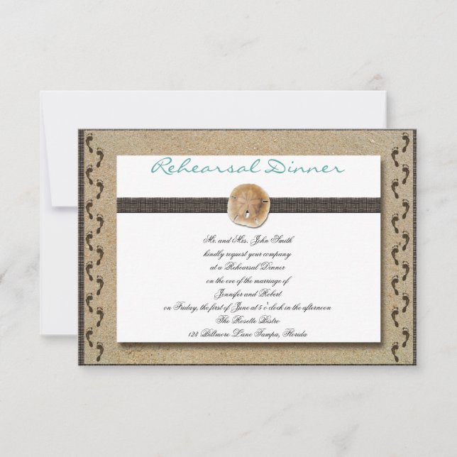 Footprints in the Sand Wedding Rehearsal Invitation (Front)