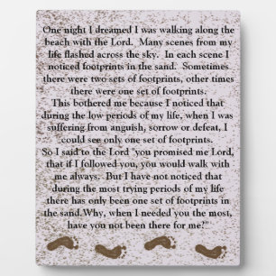 Footprints in the sand with Jesus Plaque