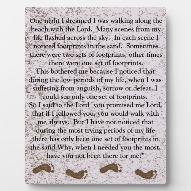 Footprints in the sand with Jesus Plaque (Front)