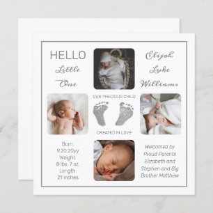 Footprints Multiple Photo Birth Announcement