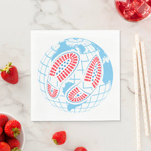 Footprints On A Globe Napkin