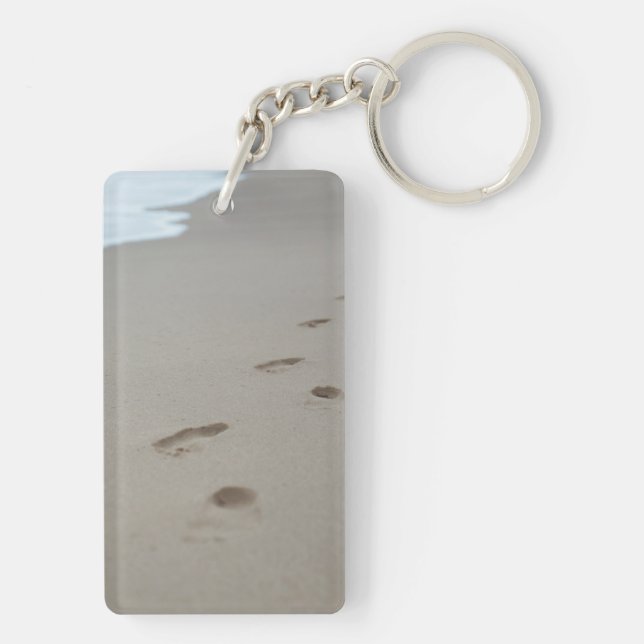 Footprints on a Mozambiqan beach Key Ring (Back)