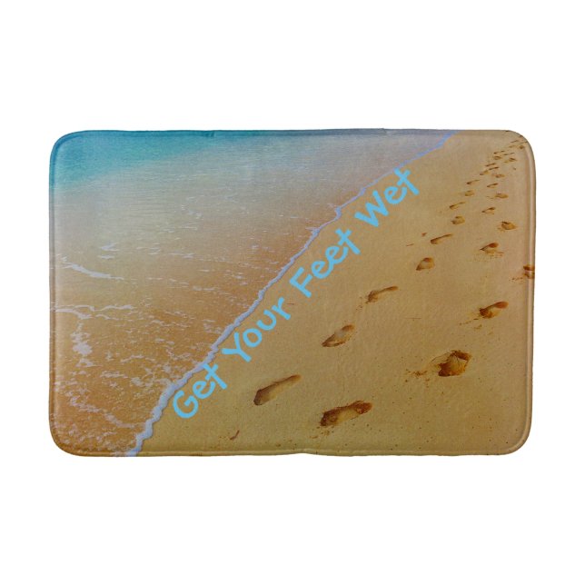 Footprints on Sandy Tropical Beach Shore Bath Mat (Front)