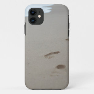 Footprints on the beach iPhone 11 case
