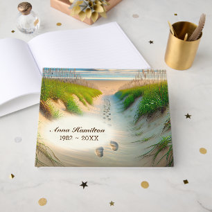 Footprints on the Beach for Memorial Service Guest Book