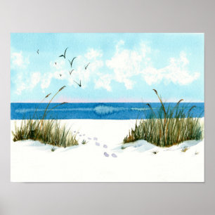 Footprints on the Beach Poster