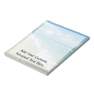 Footprints on White Sandy Beach, Scenic Aqua Blue Notepad