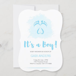 Footsteps baby shower invitation for boys
